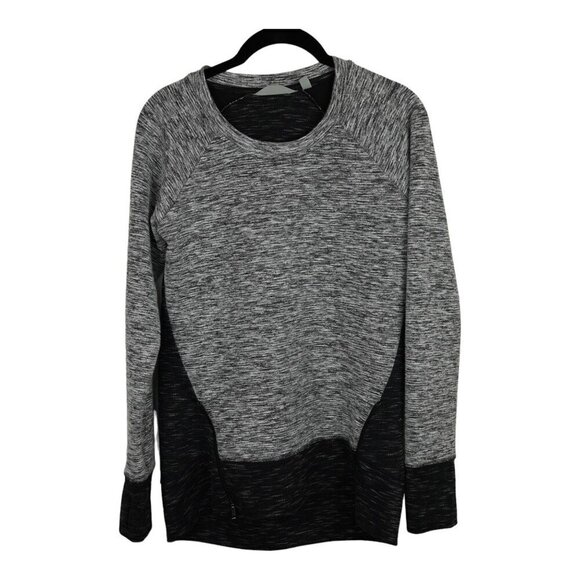 EUC‎ Athleta Gray Colorblock Pullover Sweatshirt with Zipper Detail Size S - Picture 2 of 10